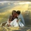hombre y mujer rodeados de amor