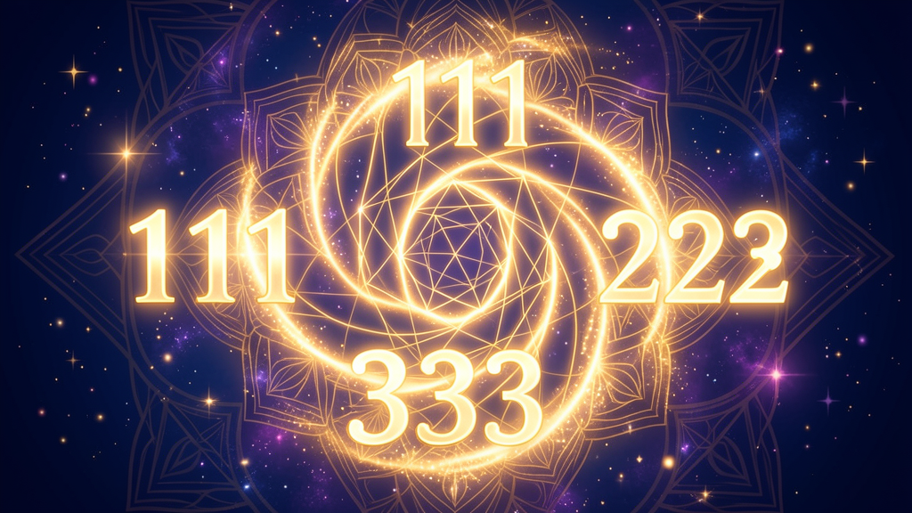 Numeros angelicales 111 222 333 en mandala de geometria sagrada