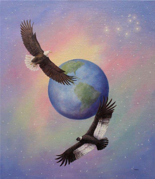 Aguilas sobrevolando el mundo