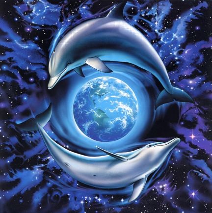 Delfines rodeando a la Tierra