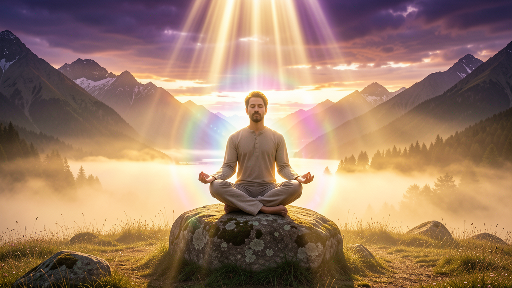 Persona meditando conectando con Maestros Ascendidos