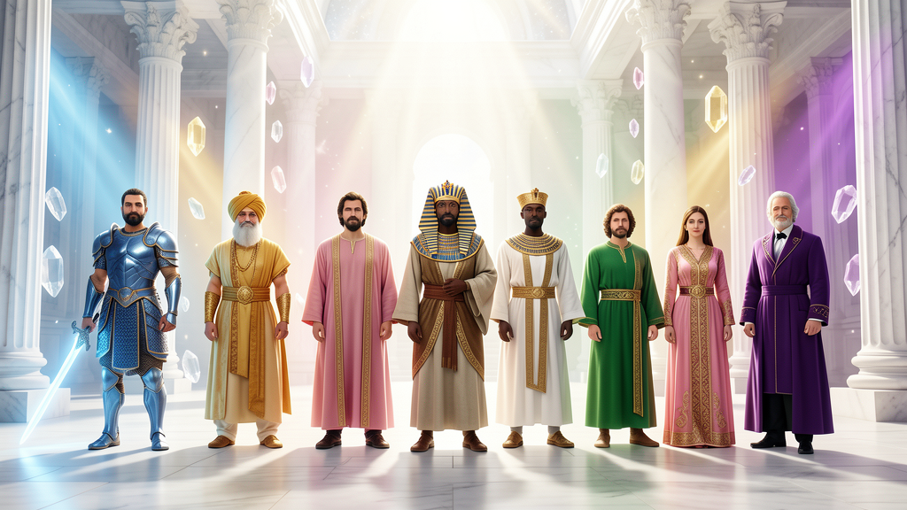 Los 7 Chohanes de los Rayos Sagrados en el templo celestial