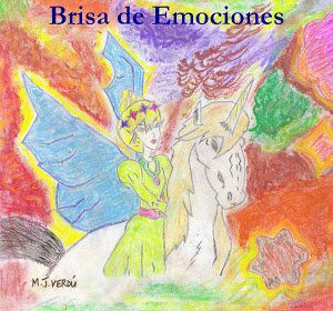 María Jesús Verdú brisa de emociones hada en unicornio fondo rojo pintura fantasía