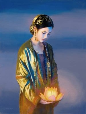Kwan Yin - flor de loto en la mano