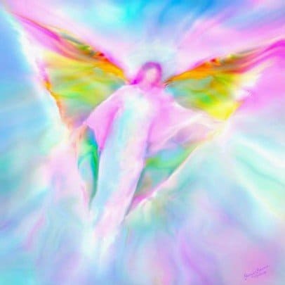 Arcángel Miguel con alas de colores - angel arcoiris