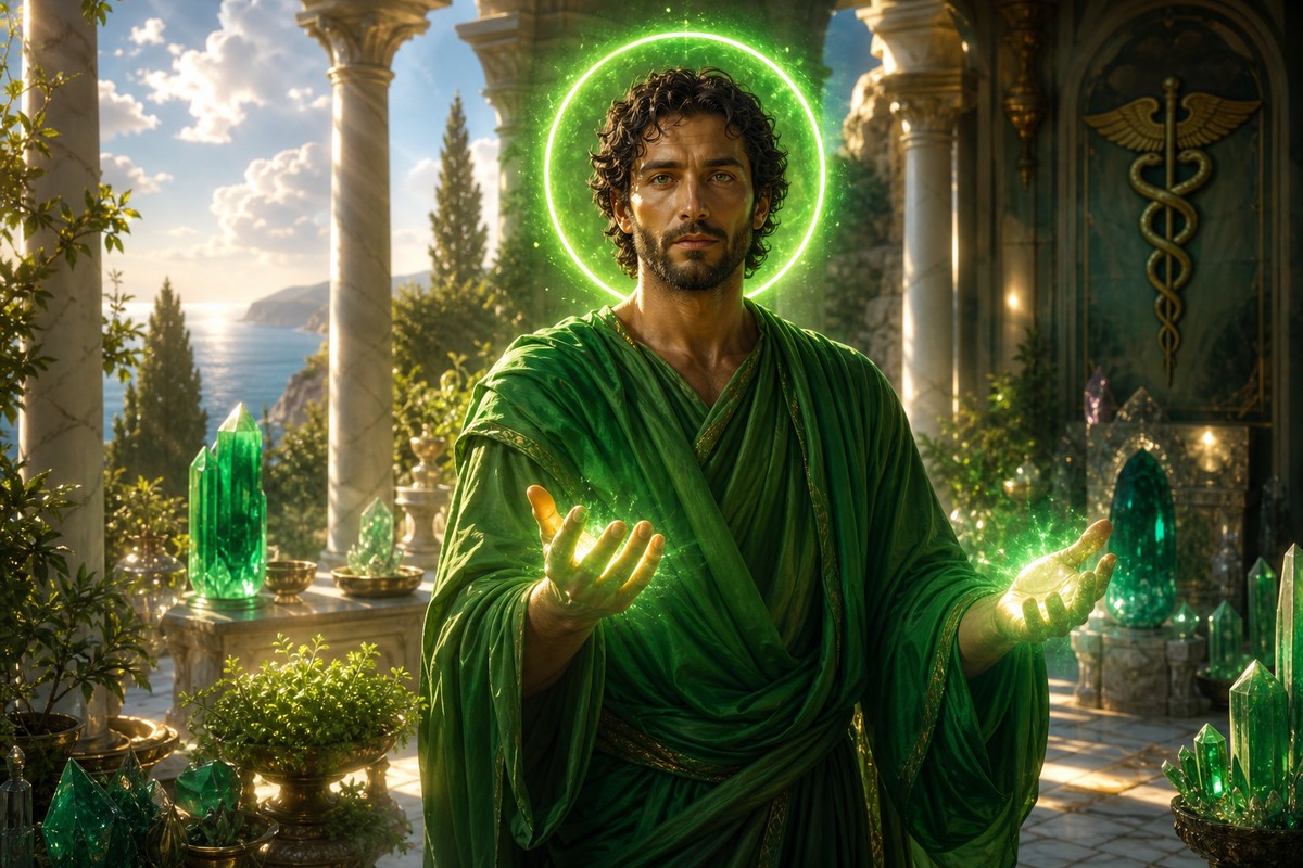 Maestro Hilarion Chohan del Quinto Rayo Verde en templo de sanación en Creta