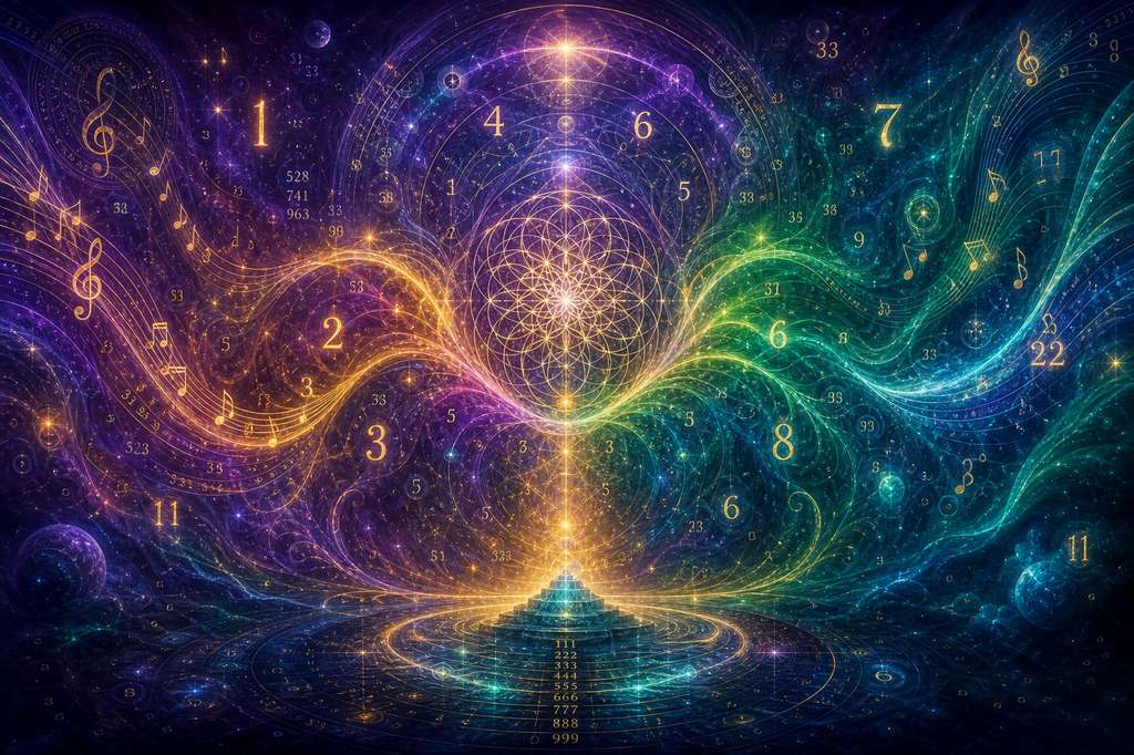 Ondas de sonido transformándose en números con patrones de frecuencia