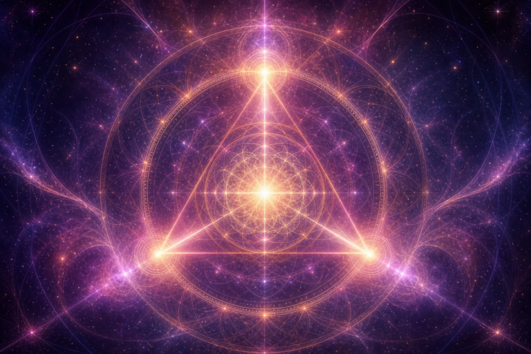 333 significado espiritual - luz triangular dorada y violeta