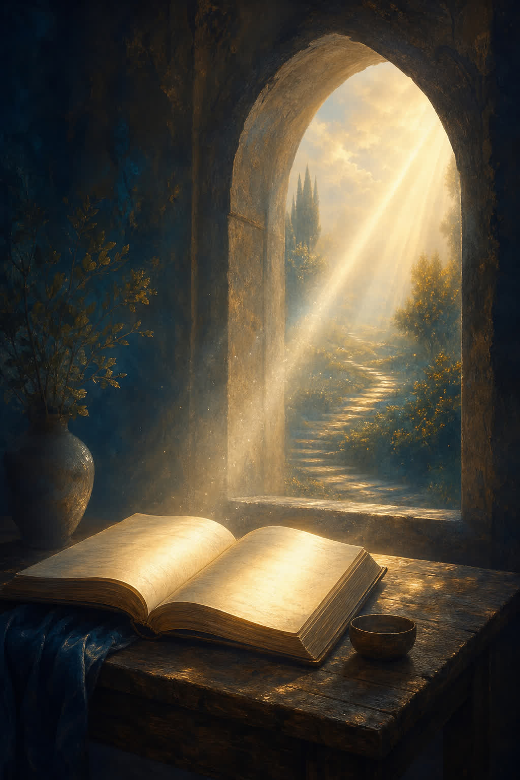 Diario de sueños iluminado por un rayo de luz como símbolo de revelación e insight