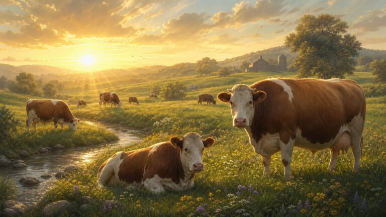 Vacas gordas pastando como símbolo de abundancia y estabilidad