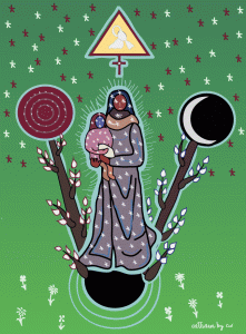 “La Vierge germinante” de Cattiaux  reproducida en illustrator por CW. 