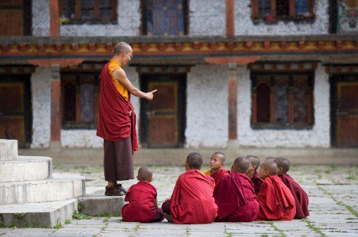 Bhutan, Bumthang, Karchu Dratsang Monastery, Buddhist Lama teaching