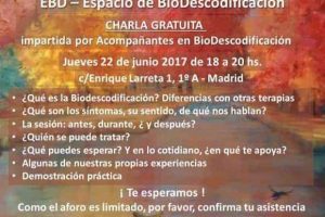 Charla gratuita: DB Espacio Azul – Biodescodificación en Madrid (escuela francesa) Madrid – 22 junio 2017