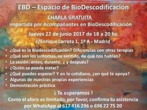 20170619 jorge id127890 charla gratuita db espacio azul biodescodificacion madrid escuela fran charla 2017 06 22 v2 620×465.jpg - Charla gratuita: DB Espacio Azul – Biodescodificación en Madrid (escuela francesa) Madrid - 22 junio 2017 - hermandadblanca.org