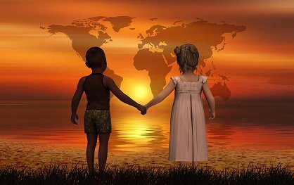 ninos agarrados de las manos mensajes del cielo: ¡que el amor ilumine este mundo! ID201477 - hermandadblanca.org