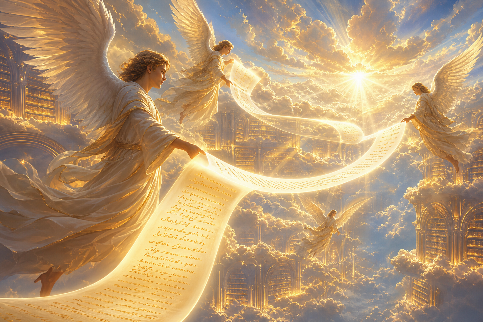 Ángeles enviando un mensaje de luz celestial y guía espiritual para el día de hoy