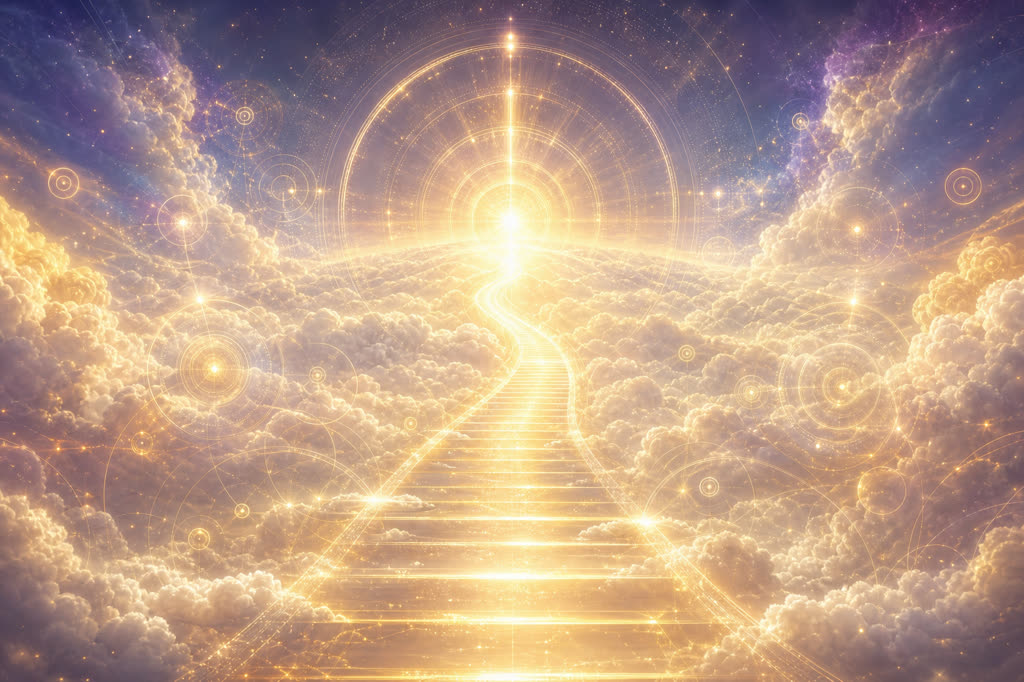 Camino de luz celestial como metáfora del despertar de los números angelicales