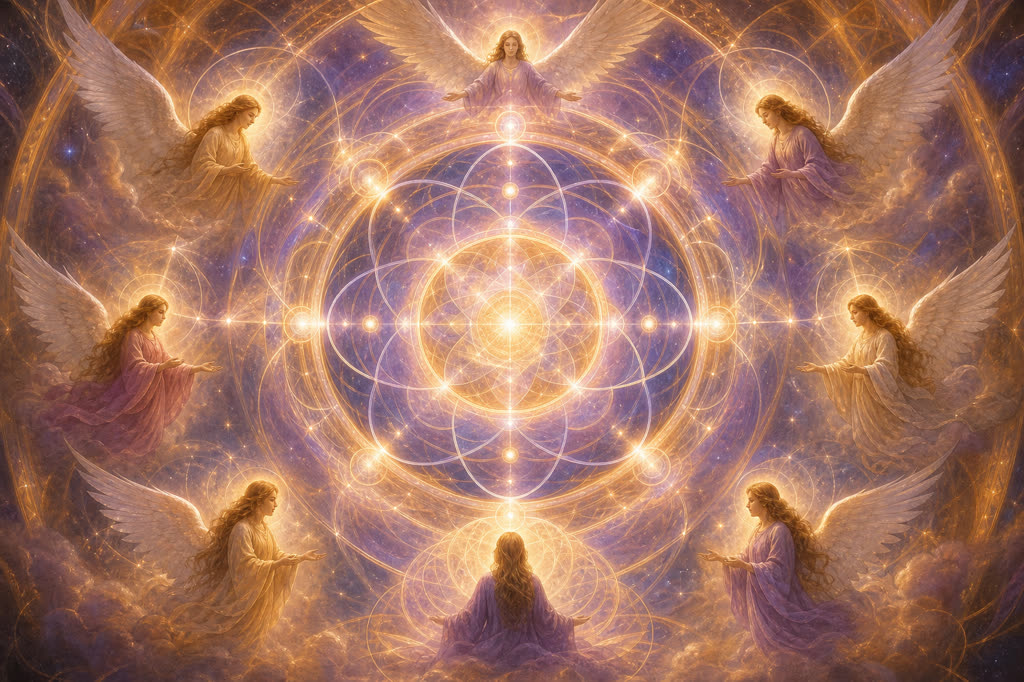 Mandala luminoso asociado al lenguaje espiritual de los números angelicales