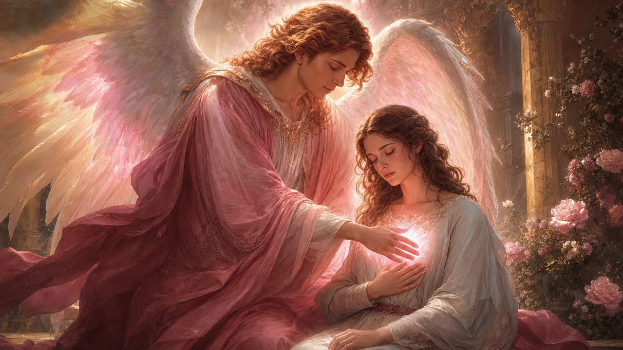 Arcángel Anael acompañando a una persona en sanación emocional