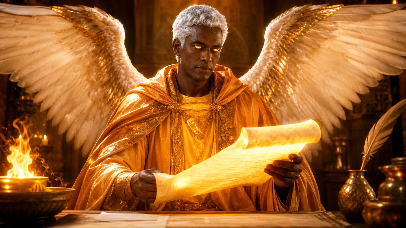 Práctica de invocación al Arcángel Uriel con pergamino luminoso