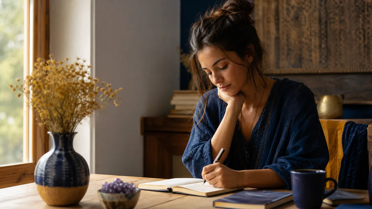 Persona escribiendo un diario de reflexión sobre el número 373