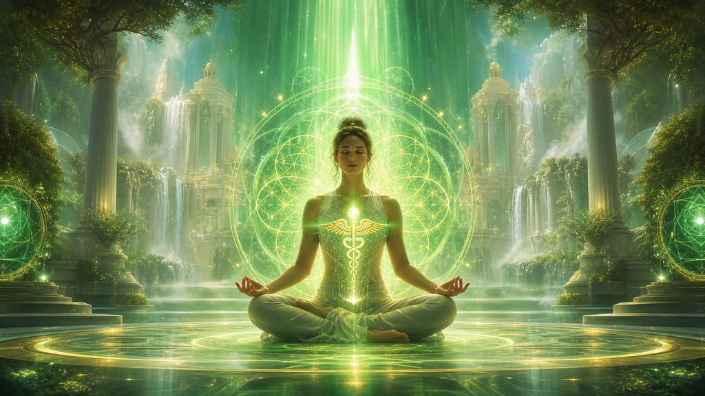 Quinto Rayo Verde de sanación, ciencia y discernimiento con geometría sagrada