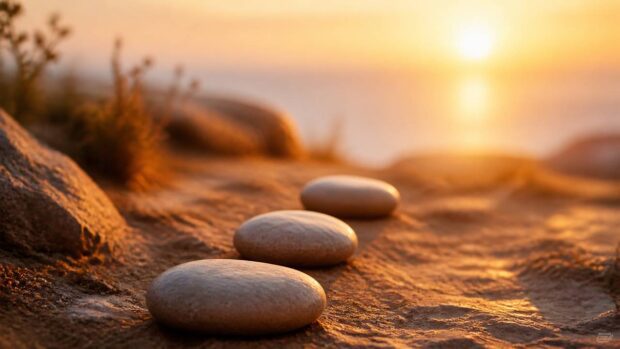 Piedras equilibradas como símbolo de reducir un cálculo paso a paso