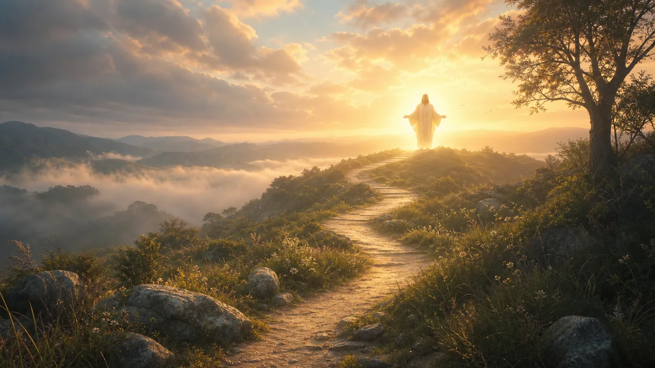 Camino espiritual iluminado como símbolo de guía interior