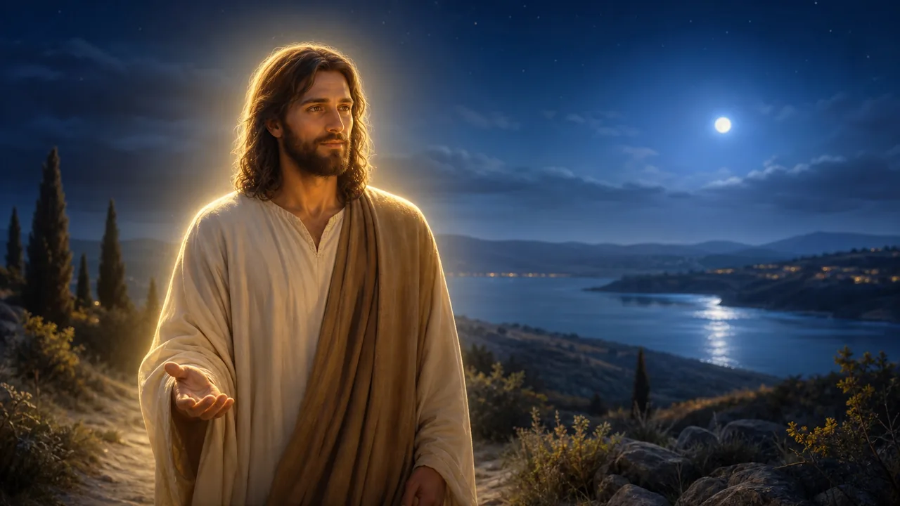 Sueño de Jesucristo con luz compasiva y atmósfera espiritual