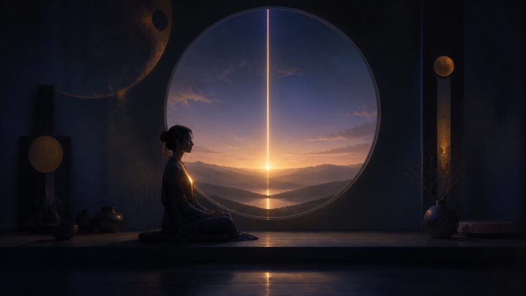 Persona en silencio ante un horizonte luminoso, imagen de contemplación y claridad interior