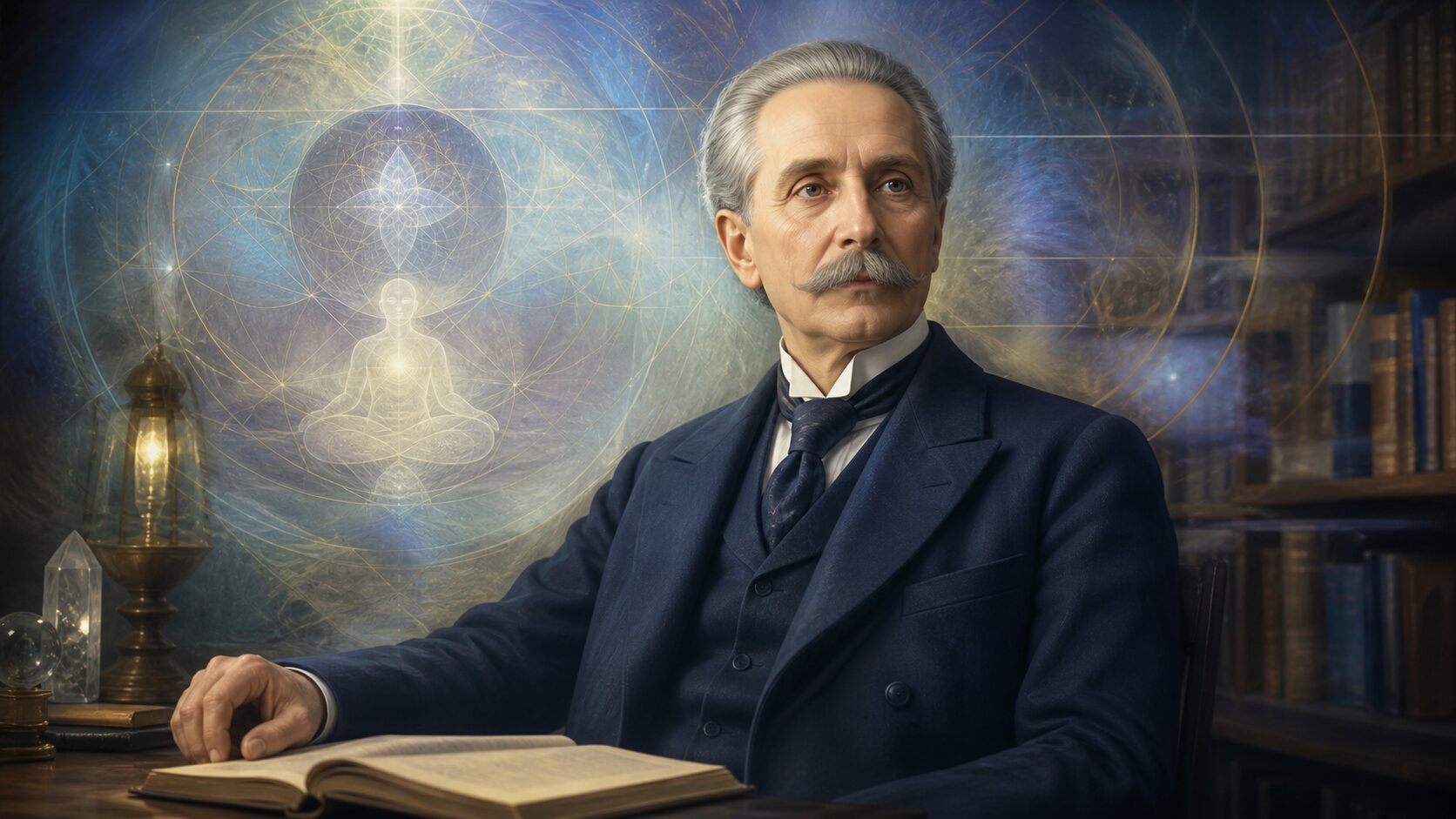 C. W. Leadbeater en una biblioteca de estudio